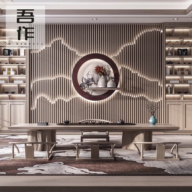 New Chinese tatami tea table and chairs Combined rectangular Zen-like tea table Short table tea room Compartment Kung Fu Tea Table