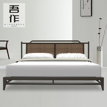 Modern simple rattan double bed hotel club apartment 1 8m rattan bed model room B&B furniture customization