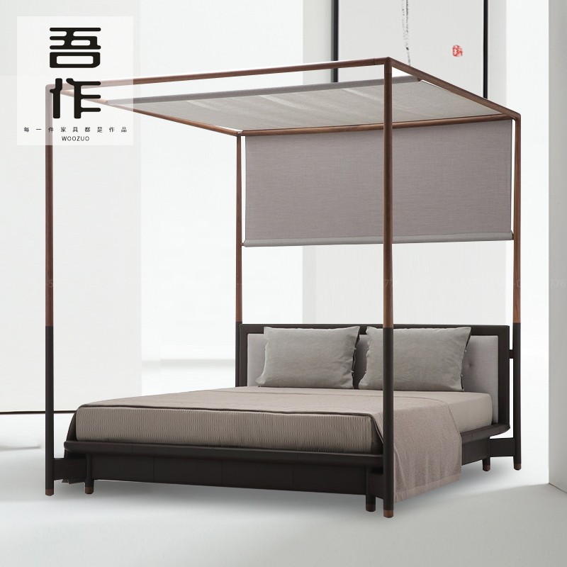 Modern simple shelf bed log 1.8 meters pull-out bed four-poster bed hotel B&B clubhouse engineering furniture customization