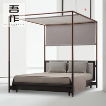 Modern minimalist shelf bed logs 1 8 m Pacing Bed Four Columns Bed Hotel Folk Club Engineering Furniture Customised