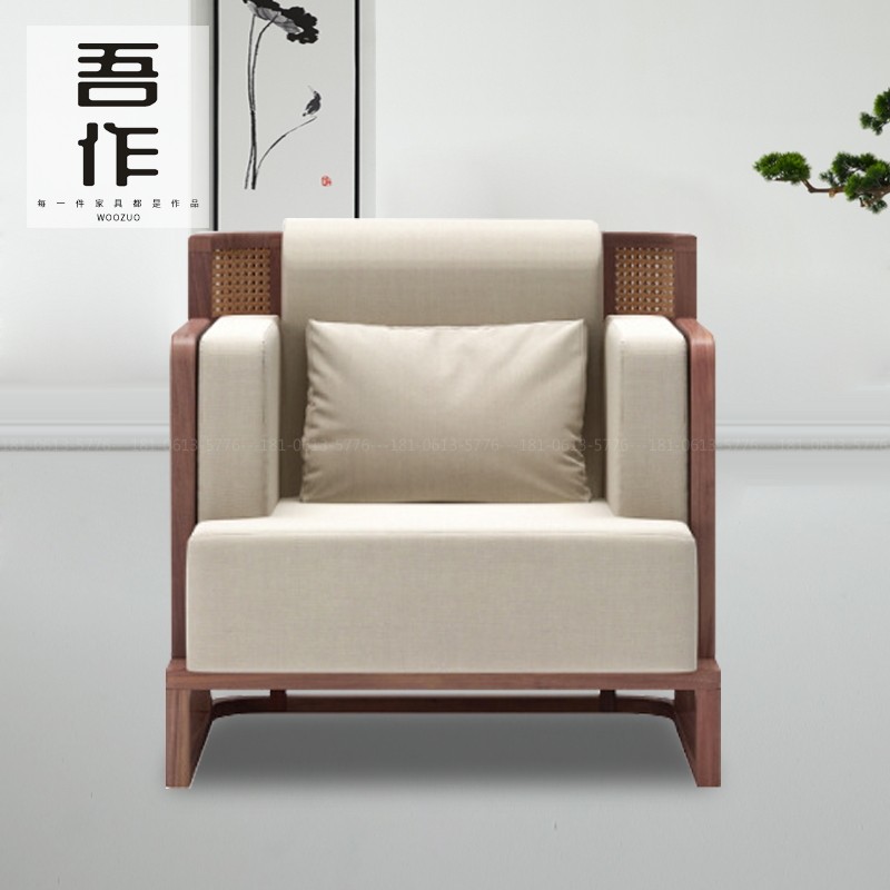 New Chinese-style log sofa sample house display center model room hotel club reception guest assembly mortise and tenon furniture customization