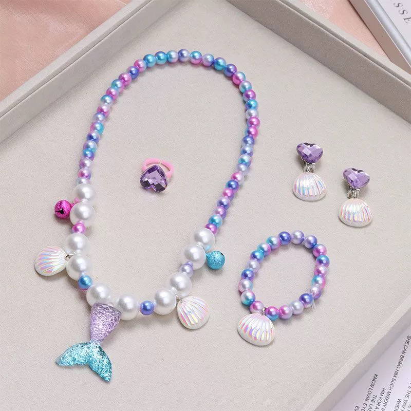 Necklace for Girls Princess Princess Girl Baby Jewelry Accessories Mermaid Tail Shell Necklace Bracelet Set