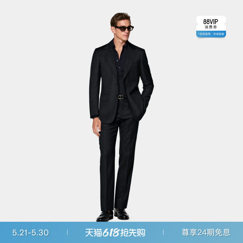 25 осенняя новинка SUITSUPPLY-темно-синий шерстяной деловой повседневный костюм в полоску S130 Изображение 1