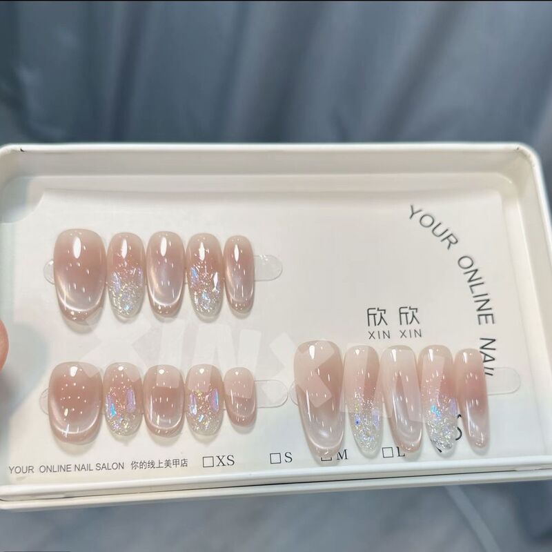 Magic Elves - Handmade Wearable Nails, 10-Piece Set, Brightening Effect, Pure Desire Style, Fake Nail Stickers, Tiktok Hot Item