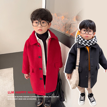 Linlins mothers baby boy and childrens clothing childrens woolen coat boys winter coat windbreaker boys baby New Years coat childrens velvet