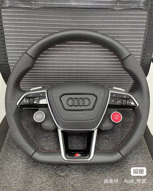 Suitable for Audi A6Lc8A7La8L Upgraded Flats-Bottomed Sports Steering Wheel D-Shaped Steering Wheel Perforated Leather Carbon Fiber