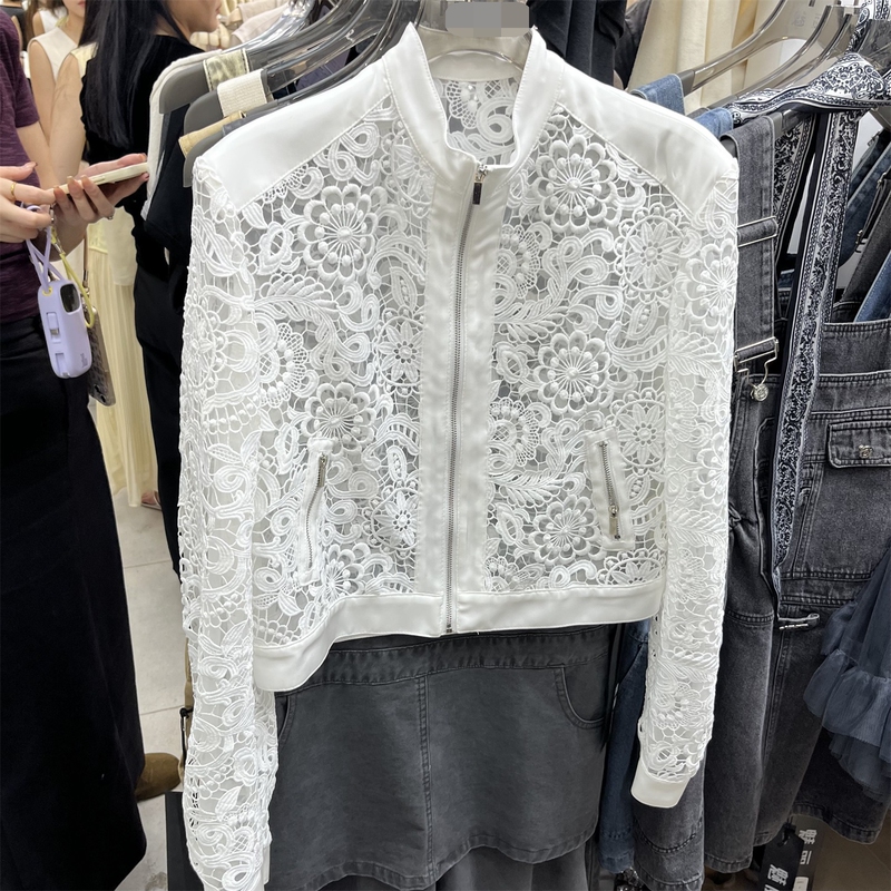 2026 Spring/Summer New Korean Style Loose Short Hollow-Out Crochet Semi-Sheer Thin Jacket Sunscreen Top for Women, Slimming and Trendy