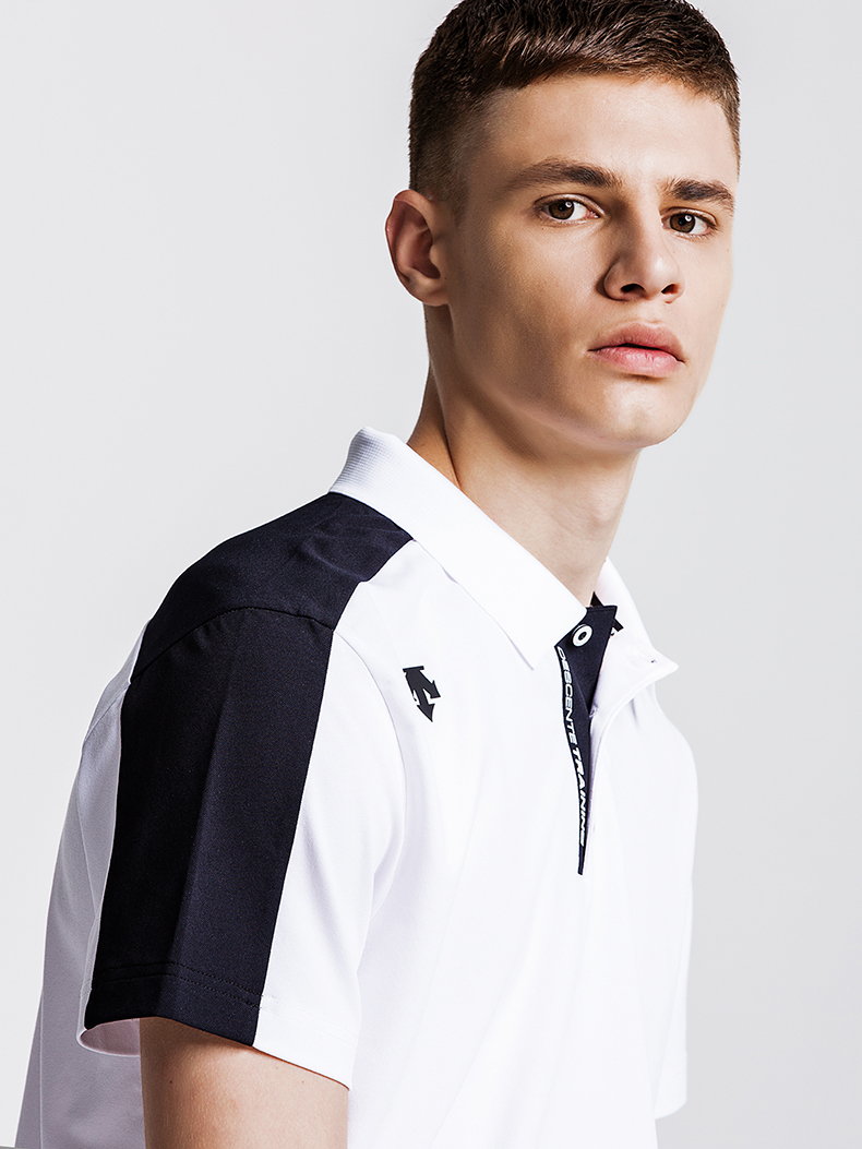 DESCENTE Di Sant TOUGH Vải ngắn tay nam Đào tạo áo thun D8223TPS10 - Áo polo thể thao áo polo pierre cardin