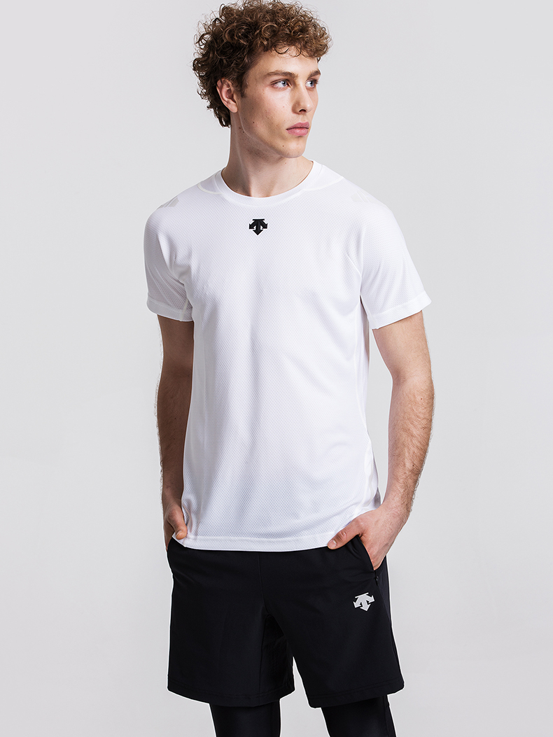 DESCENTE Di Sant RUNNING Dòng sản phẩm dệt kim nam ngắn tay chạy ngắn D7121RTS23 - Áo phông thể thao áo thể thao nam có cổ