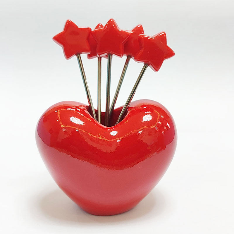 Stainless Steel Fruit Fork Cute Creative Home Restaurant Snack Cake Dessert Love Fork Wedding Gift Set