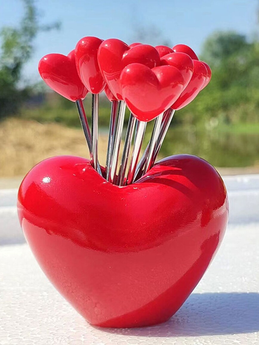 Stainless steel fruit sign small fork home storage tank set love children ins wind Nordic restaurant hotel