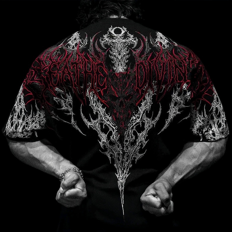 Breathedivinity American Dark Style Loose Casual Sports Short-Sleeved Bd Pure Cotton T-Shirt, Same Style for Men and Women