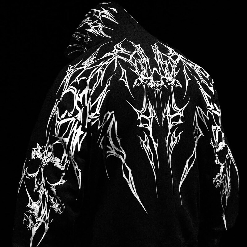 New Breathedivinity Gothic Style Sports Fitness Terry Zipper Hooded Jacket, Same Style for Men and Women