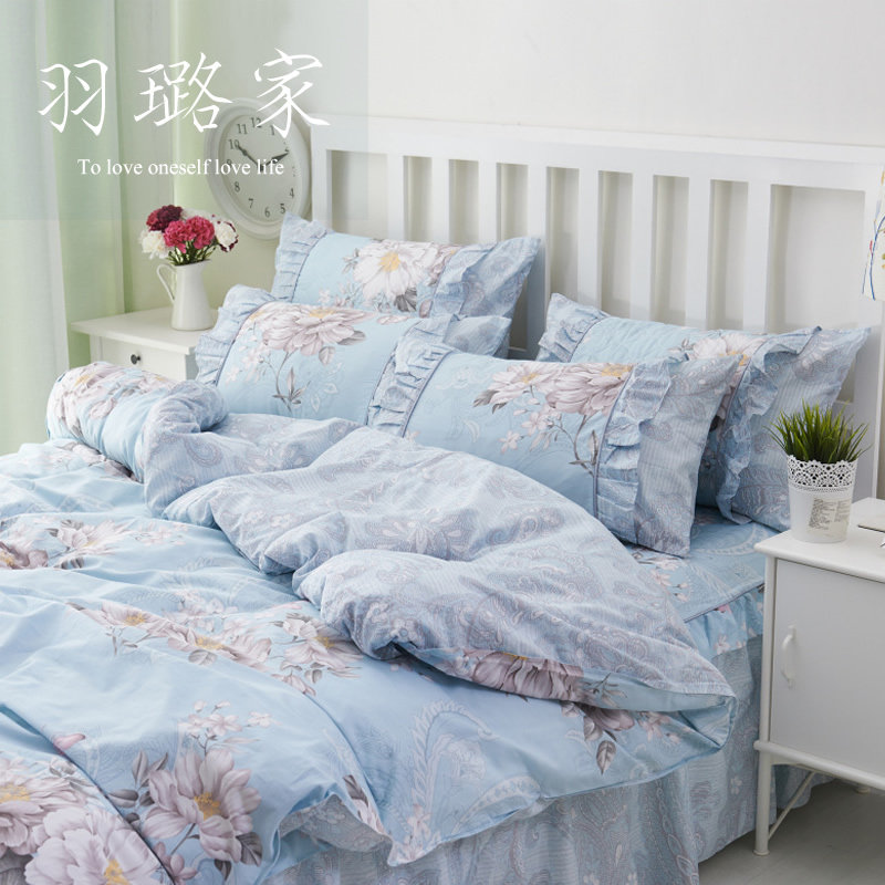 Pure cotton bedspread, bed skirt, 4-piece bed skirt set, Korean full quilt, 1.5m1.8m bed cover, double bedding