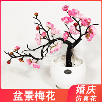 New plum branches Home Decorative Flowers Plastic Fake Flowers Emulated Peach Blossom Cherry Garden Forest Works Great Tree Greenery