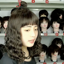 Medium-long wig Curly hair Big wave roll full hand-woven double needle full head cover Qi Bangs shoulder fashion ball head