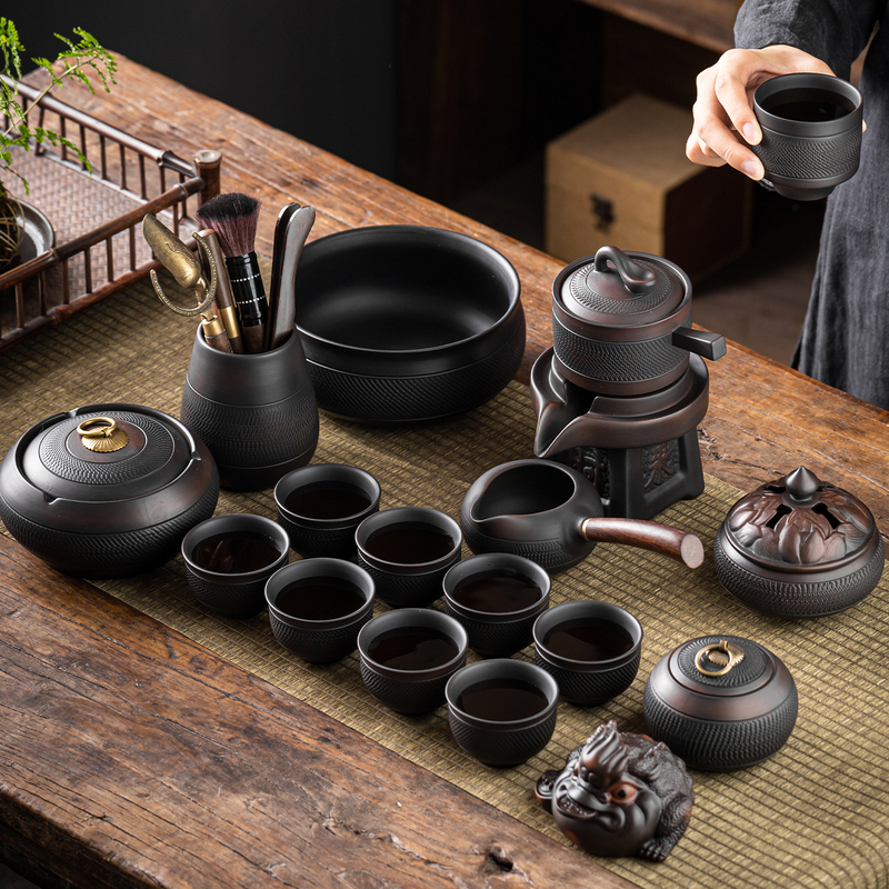 2026 New High-End Kung Fu Tea Set for Home Use, High-Grade Chinese Style, Lazy Graphite Light Luxury Anti-Scalding Cup Complete Set