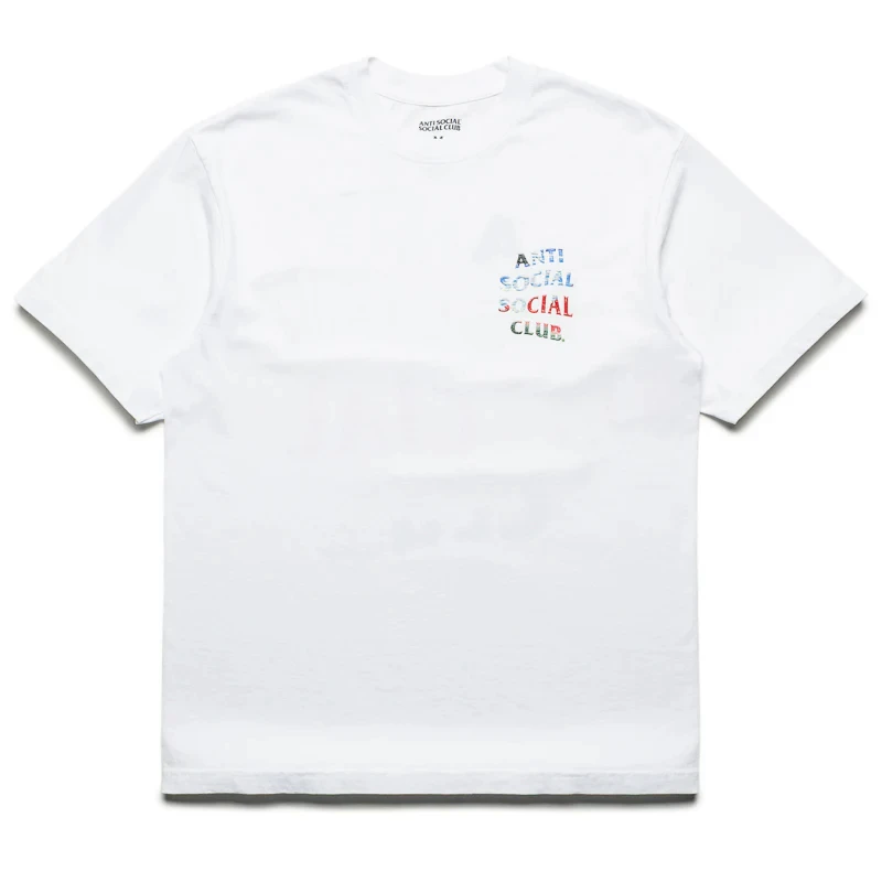 Assc anti social social club базовый совместный персиковый цветок короткий рукав майка с burgundy круглым вырезом