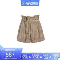 LE FAME lafam year summer check color lace-up women commuter shorts LF9X13P12C130