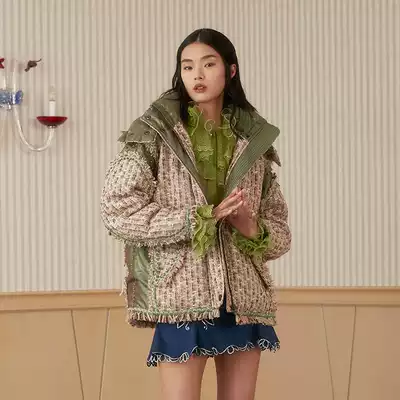 LE FAME lafem year winter counter with beads decoration down jacket LF9D11D04K126