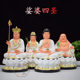 White resin statue of Sakyamuni Buddha, Ksitigarbha Bodhisattva and Maitreya Laughing Buddha