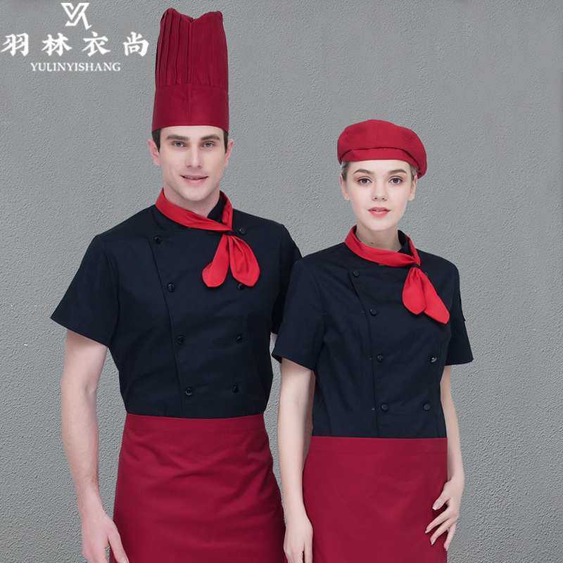 Chef quần áo ngắn tay hàng nam bánh bánh đầu bếp của phụ nữ workclothes mùa hè váy sau bếp căng tin phục vụ quần áo