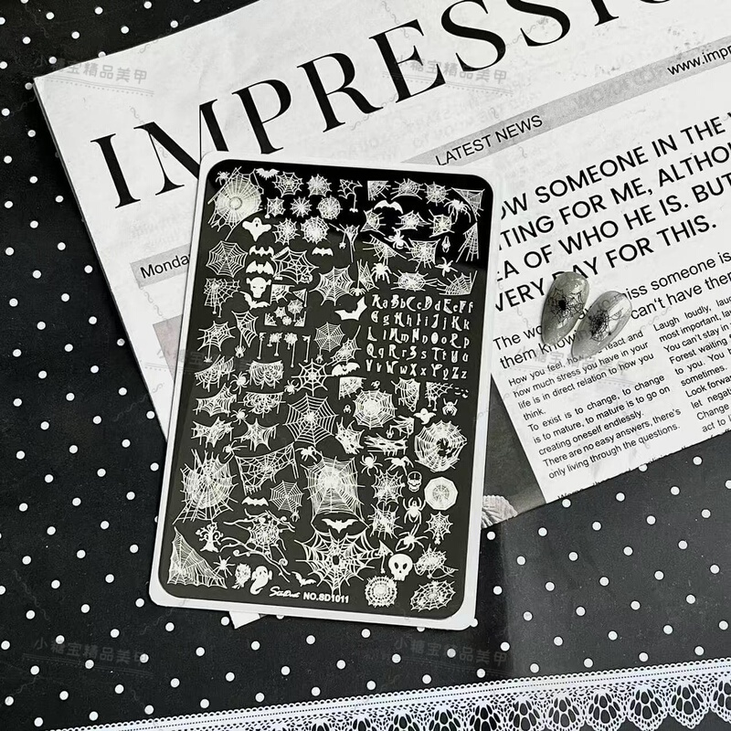 New Nail Art Spider Web Atmosphere Halloween Cool Style Pattern Steel Plate Nail Transfer Stamp Template Tool