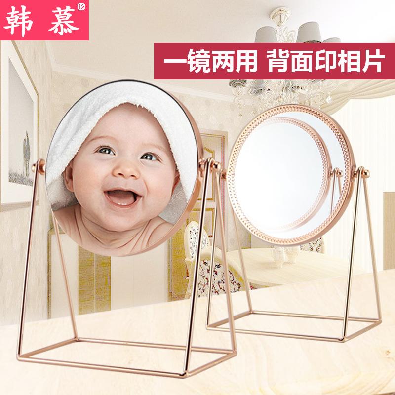 European vintage lace flower HD student dormitory desktop mirror makeup mirror princess single-sided mirror table makeup mirror