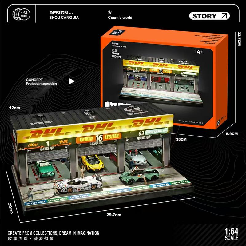 Collector's F1 Repair Station P Room Scene Alloy Car Model Ornament 1:64 Small Scale Simulation Miniature Scene