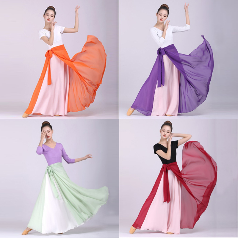 ten thousand-territory dance dress light fire in Chinese dresses bicoloured large hem skirt with 720-degree satin-one-piece skirt