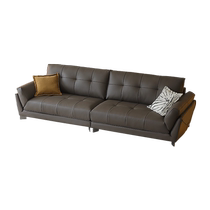 Pashaman Italian minimalist sofa silicone leather living room straight row 2024 new high-end large flat floor villa leather furniture