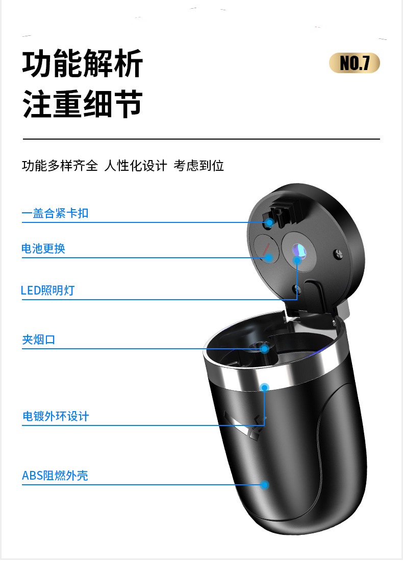 Creative Multifunctional Car Ashtray with Lid, Automatic, High-End, for Men's Vehicles, a Must-Have Car Interior Accessory