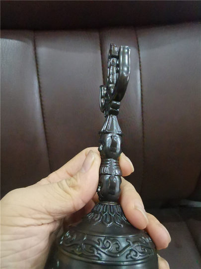 Taoist Supplies Black Tenor Bell Tenor Bell French Bell Method Bell Taoist Three Clear Bell Three-Pronged Diamond Bell Hand Bell