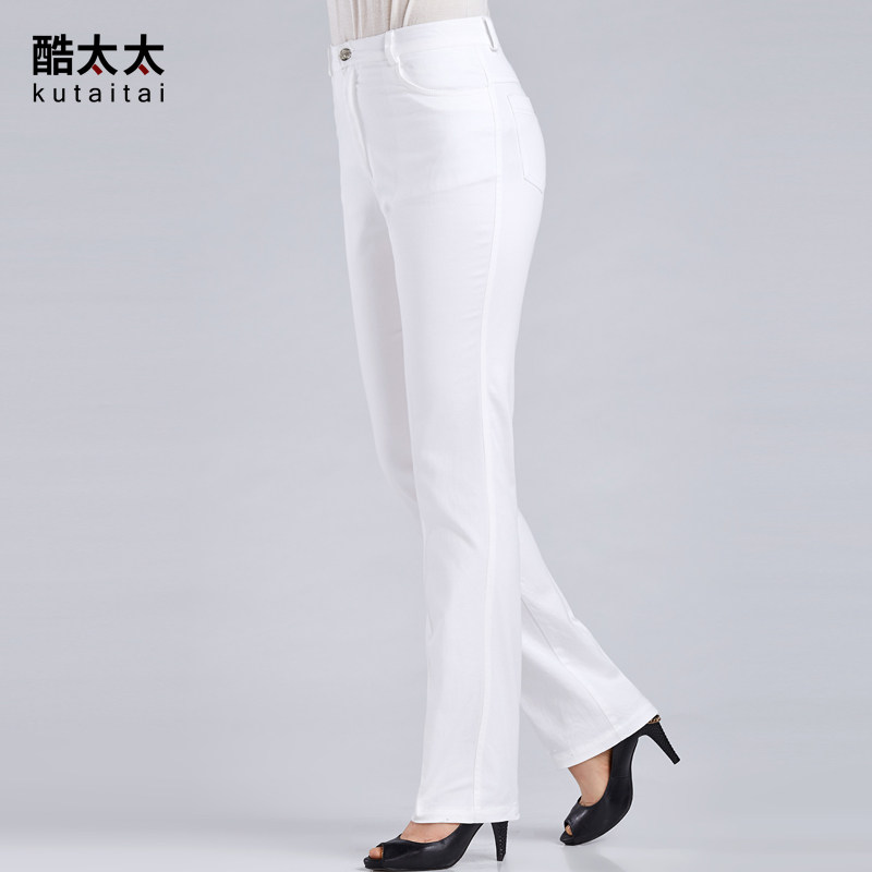 Cool wife middle-aged women's pants spring and autumn middle-aged casual pants pure cotton mother pants high waist straight pants ladies long pants