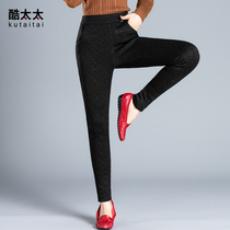 Cool Mrs 2021 new fat MM leggings womens middle-aged womens pants plus velvet pencils plus velvet padded
