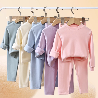 童趣泡沫儿童保暖内衣男女童打底衫秋衣宝宝加厚中领德容套装A4