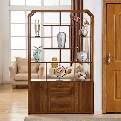 New Chinese style entrance cabinet Wine cabinet partition cabinet Living room screen solid wood frame entrance door decoration cabinet Feng Shui room hall cabinet Shoe cabinet