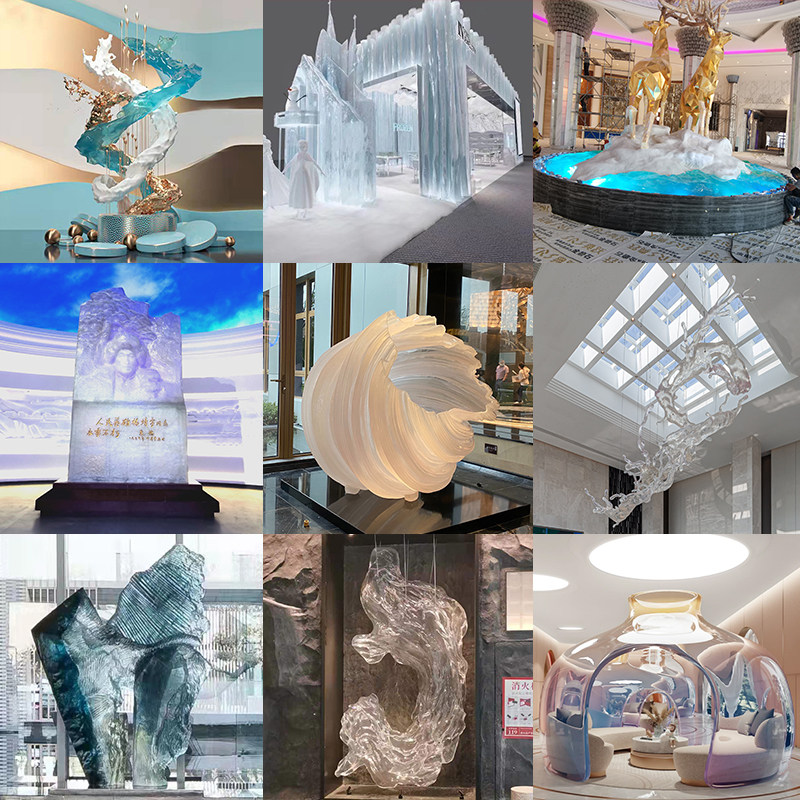 Glass fiber Import transparent resin Sculpture Pendulum custom Hotel Xuanguan Art Abstract Jewelry Office Ornament