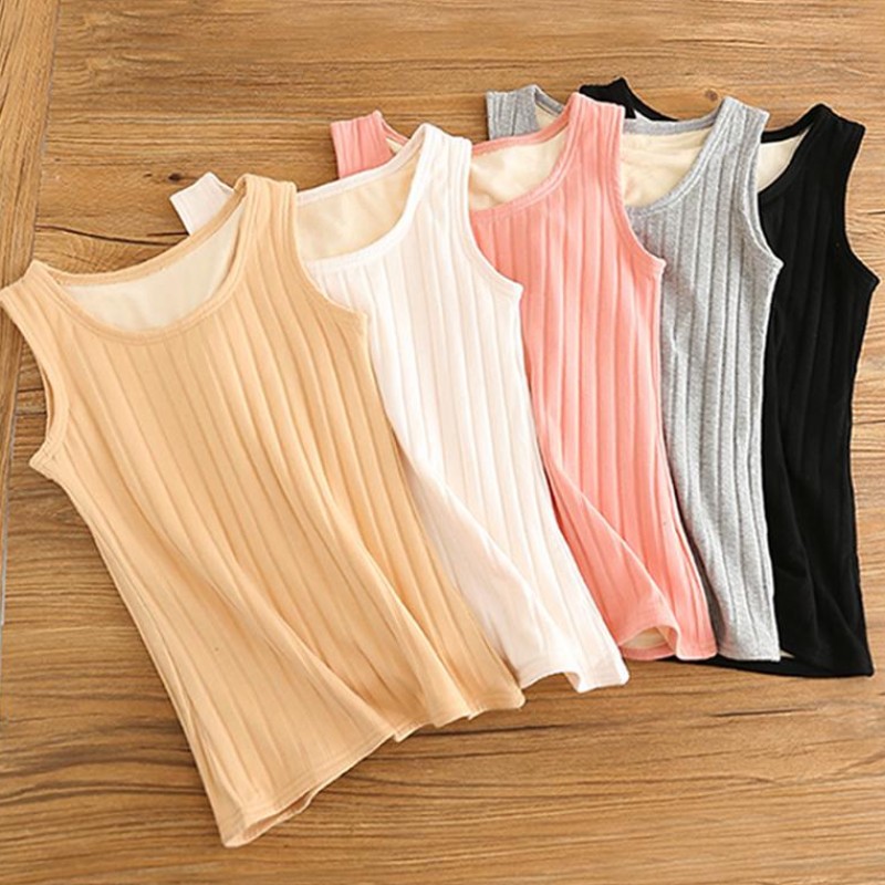 Mặc một chặt chẽ đồ lót bông cộng với nhung ấm vest bên trong mùa cận cảnh bottomshirt mùa đông dày girlgirls sinh viên thịt màu.