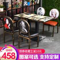 Retro industrial style theme snack bar Noodle restaurant Qing Bar Restaurant Restaurant Lobster grill Restaurant Table and chair combination