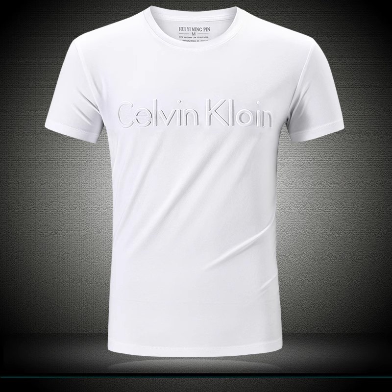 New Summer Brand Counter Collection Simple Letter Embossed Short-Sleeve T-Shirt for Men, Slim Fit, Stretchy, Silky, Breathable Shirt