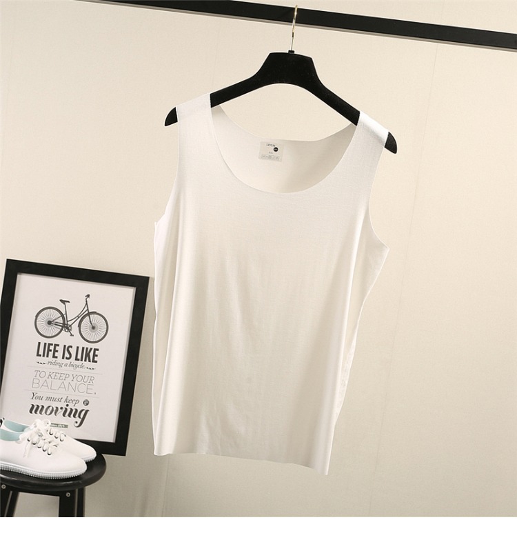 Mùa xuân và mùa hè mỏng cotton liền mạch áo vest nữ mặc mỏng bên trong tay áo rộng đáy áo sơ mi cỡ lớn áo ba lỗ nữ