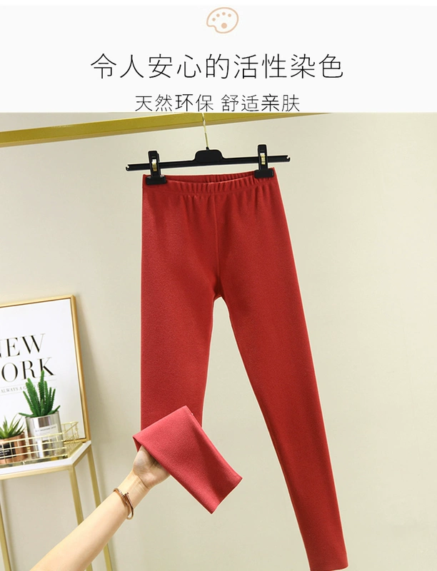 Quần legging tự sưởi ấm mùa thu đông của phụ nữ cộng với nhung dày mặc bên trong quần bó sát size lớn không đánh dấu quần ấm mùa thu quần - Quần tây thường