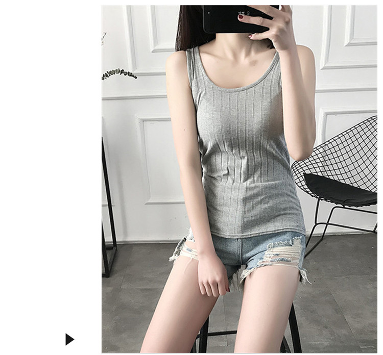 Áo vest cotton mỏng quai nữ mùa xuân và mùa hè có độ co giãn cao và phân bón để tăng phần bên trong của áo sơ mi không tay ao kieu dep