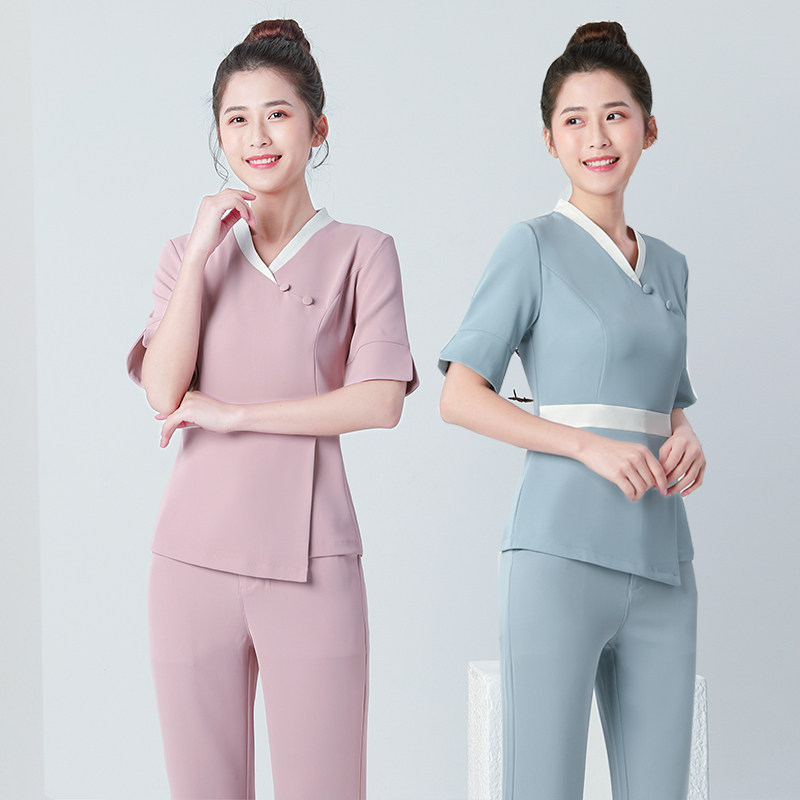New beauty salon foot bath foot massage health club summer technician clothing women's suit Chinese beautician temperament work clothes