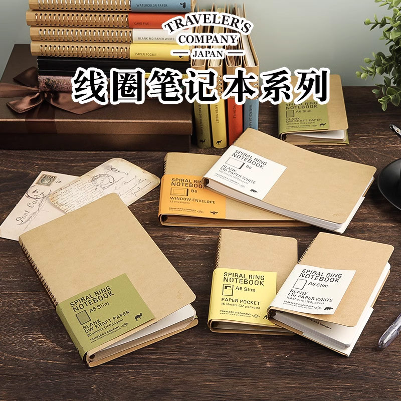 Japanese Midori Traveler's Tn Traveler's Metal Spiral Notebook Vintage Journal DIY Scrapbook Kraft Paper Kangaroo Notebook Card Photo Storage Album