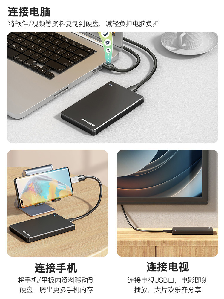 Newman Mobile Hard Drive 1Tb High-Speed 500Gb Metal 2Tb Mechanical Storage Genuine External Hard Drive for Mobile Phones and Computers, Non-Solid State