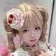 Short Blonde Wig for Women, Roman Curls, Claw Clip, Double Ponytail, Lolita Style, Sweet and Natural, Full Head Wig