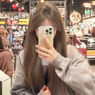 Wig for Women with Long Hair, Same Style as Rose, Girl Group Style, Middle Part Bangs, Light Brown Long Straight Hair, Everyday Fluffy Full Wig