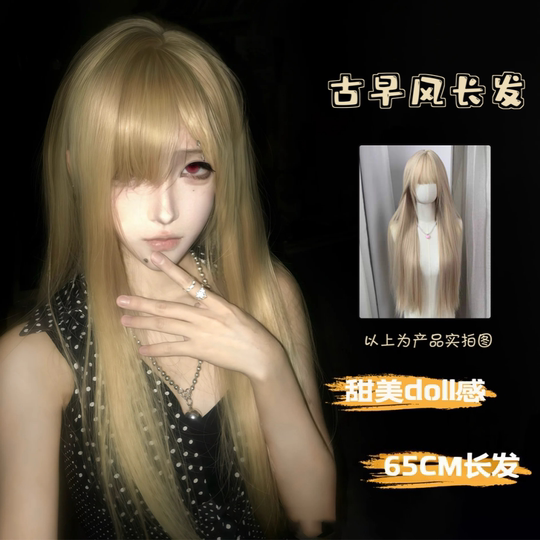 Visual kei ancient doll-like golden abby long straight hair fyp subculture punk non-mainstream gai style full headgear